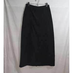 Women's I.V.Y Stretch Black Velour Maxi Skirt w/ Zipper Front & Back Slit Size 8